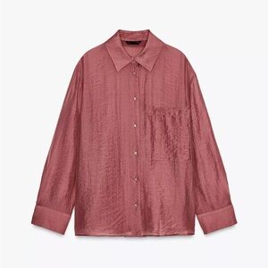ZARA SEMI-SHEER OVERSIZED FLOWY SHIRT